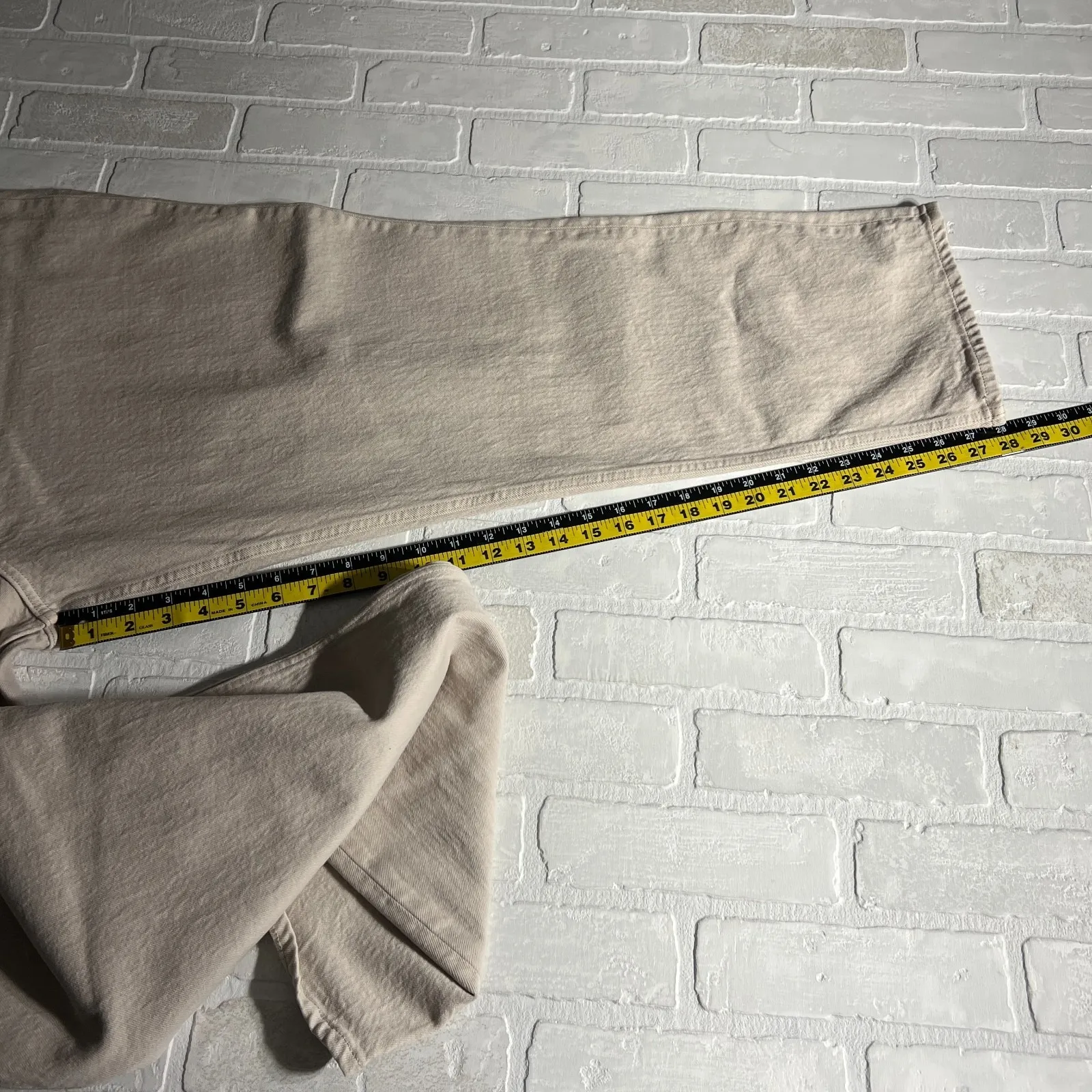 Abercrombie & Fitch The 90s Straight Ultra High Rise‎ Jeans Womens 37 24S Beige - Image 6