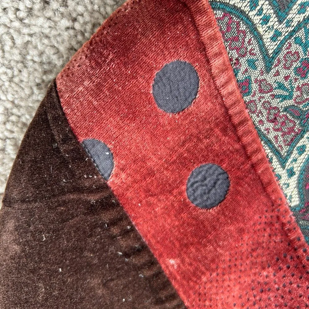 90s Vintage Oversized Hobo Shoulder Pag Purse Patchwork Boho Silk Velvet Large Brown - Image 11