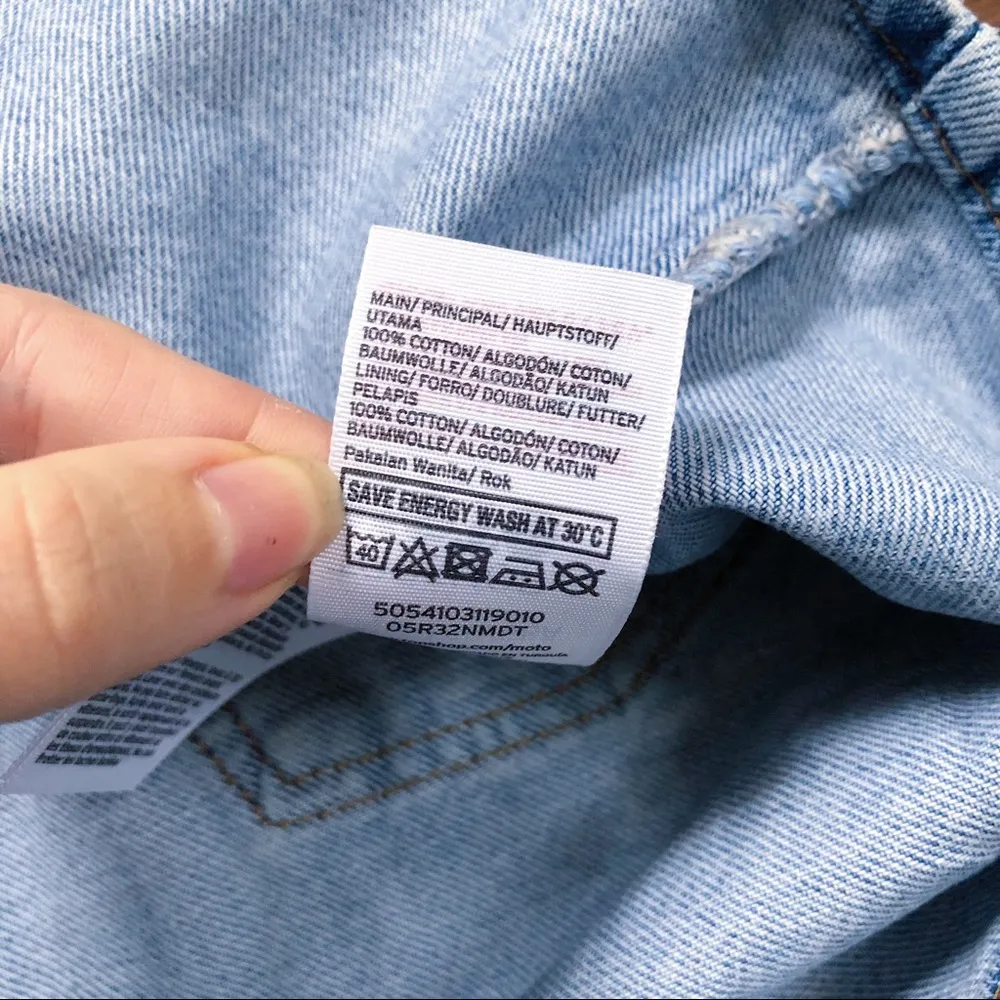 Topshop Moto • Zip Through mini skirt denim light wash zipper front high waisted - Image 8