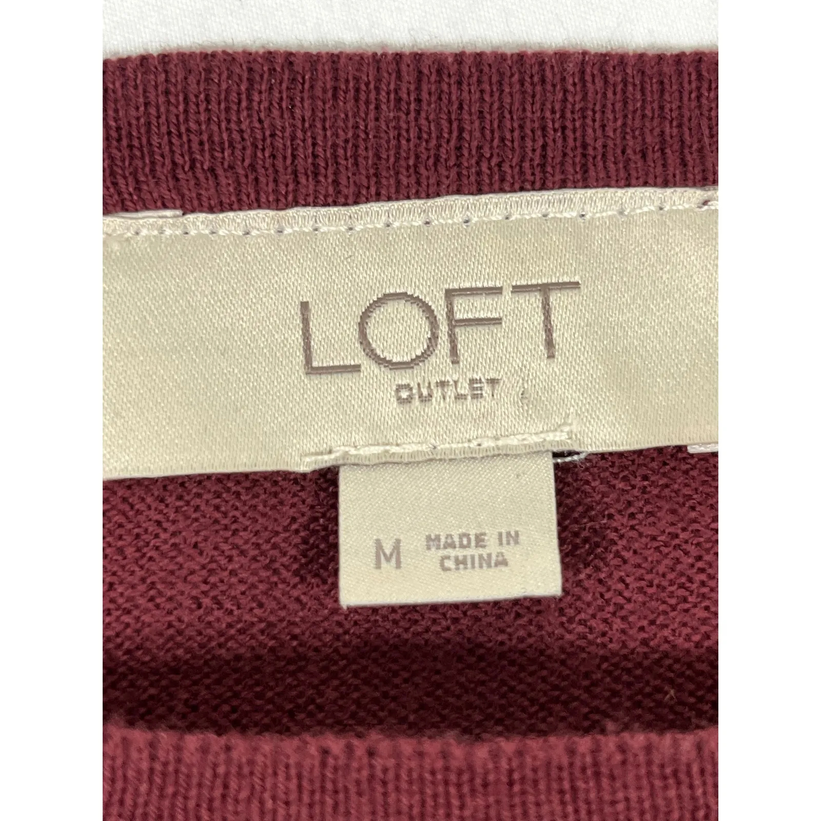 LOFT Outlet Knit Bell Sleeve Tie Detail Sweater Top Office Burgundy Women's M Red Size M - Image 7