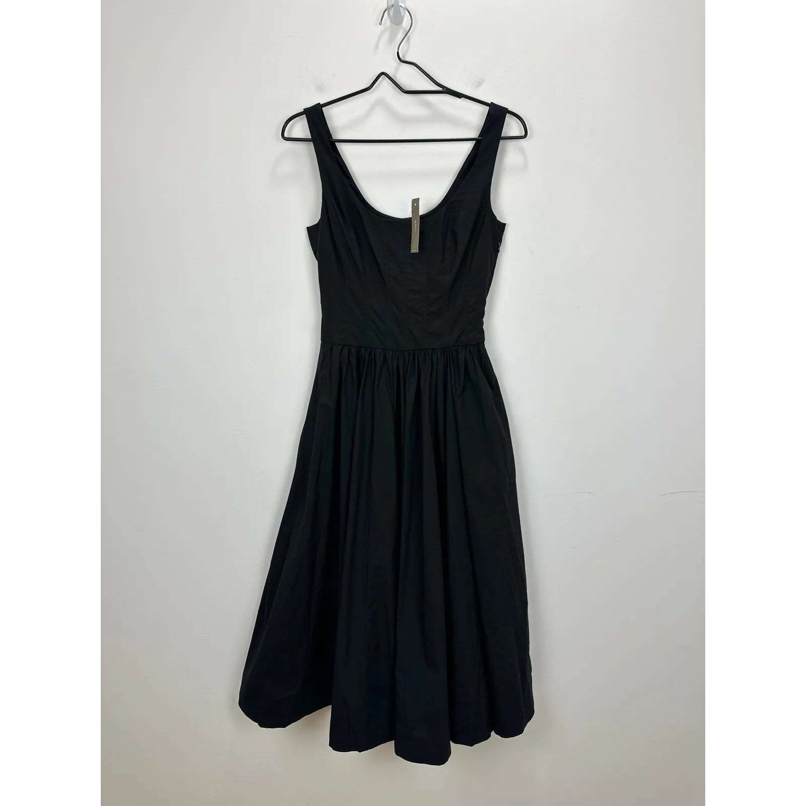J.Crew Fit and Flare Midi Dress Cotton Poplin Minimalist A Line Black US 00 NWT - Image 5