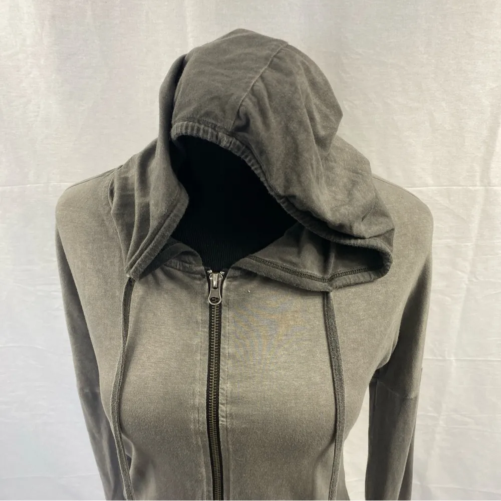 BKE Sweatshirt Womens Full Zip Slim Fit Hoodie Lightweight XS Gray Ombré - Image 2