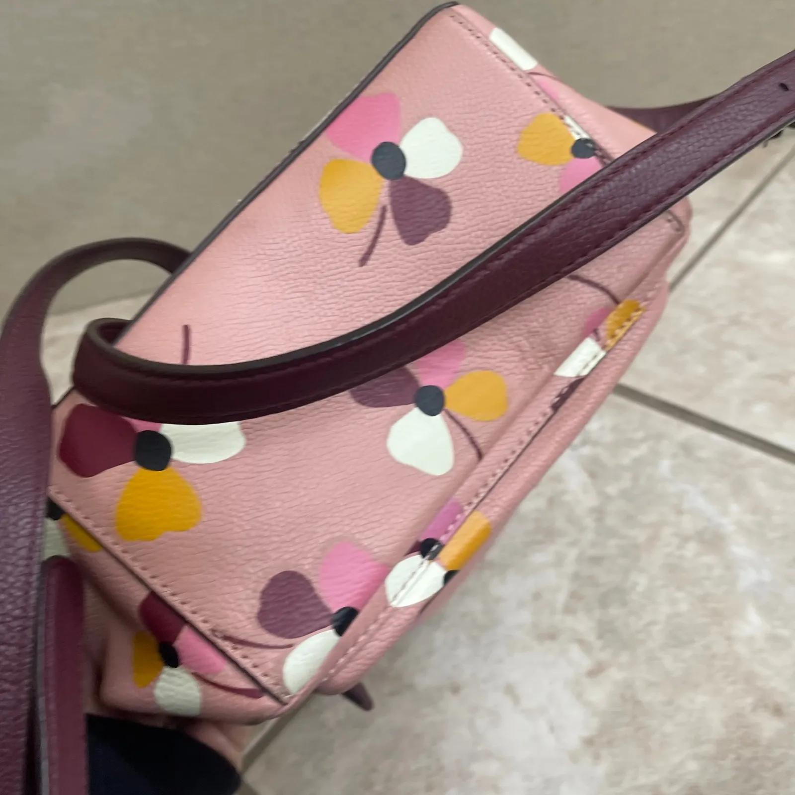 Kate Spade NY Jackson Pink Floral Leather small Backpack Purse New York travel - Image 7