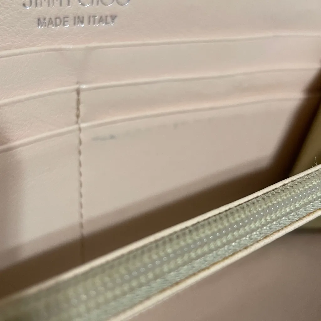 Jimmy Choo Jimmy Choi Studded Peach Leather Wallet - Image 10