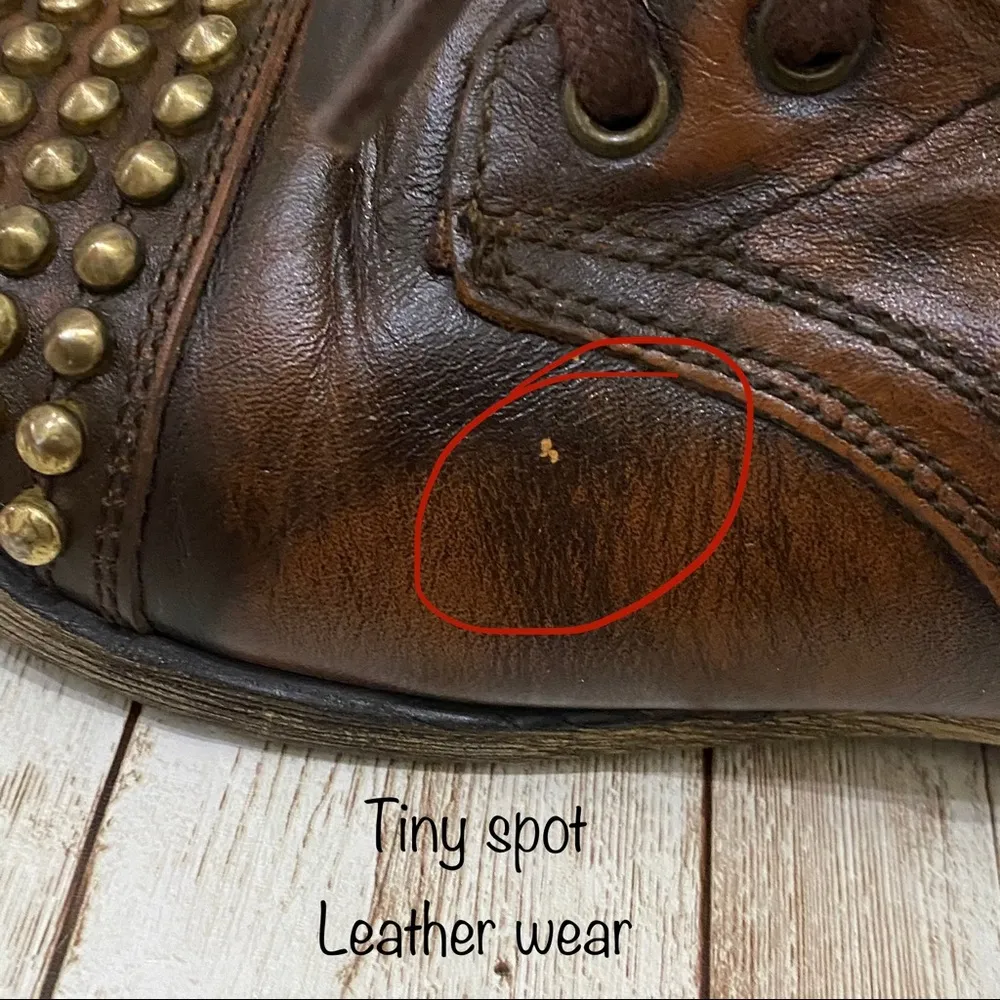 Steve Madden Tarnney Brown Gold Leather Stud Boots - Image 15