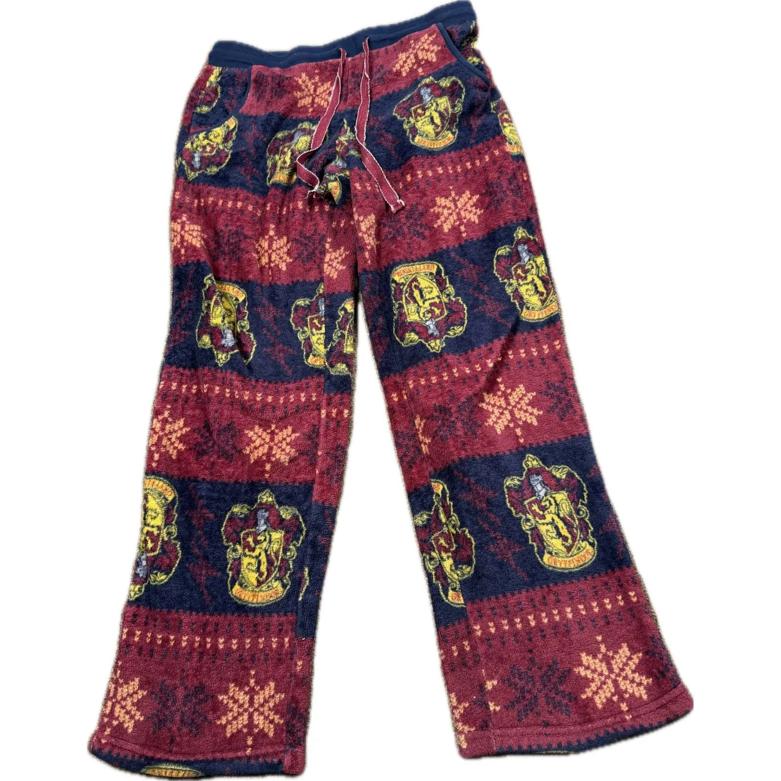 Harry Potter Gryffindor Crest Fair Isle Fleece Pajama Pants Womens L - Image 2