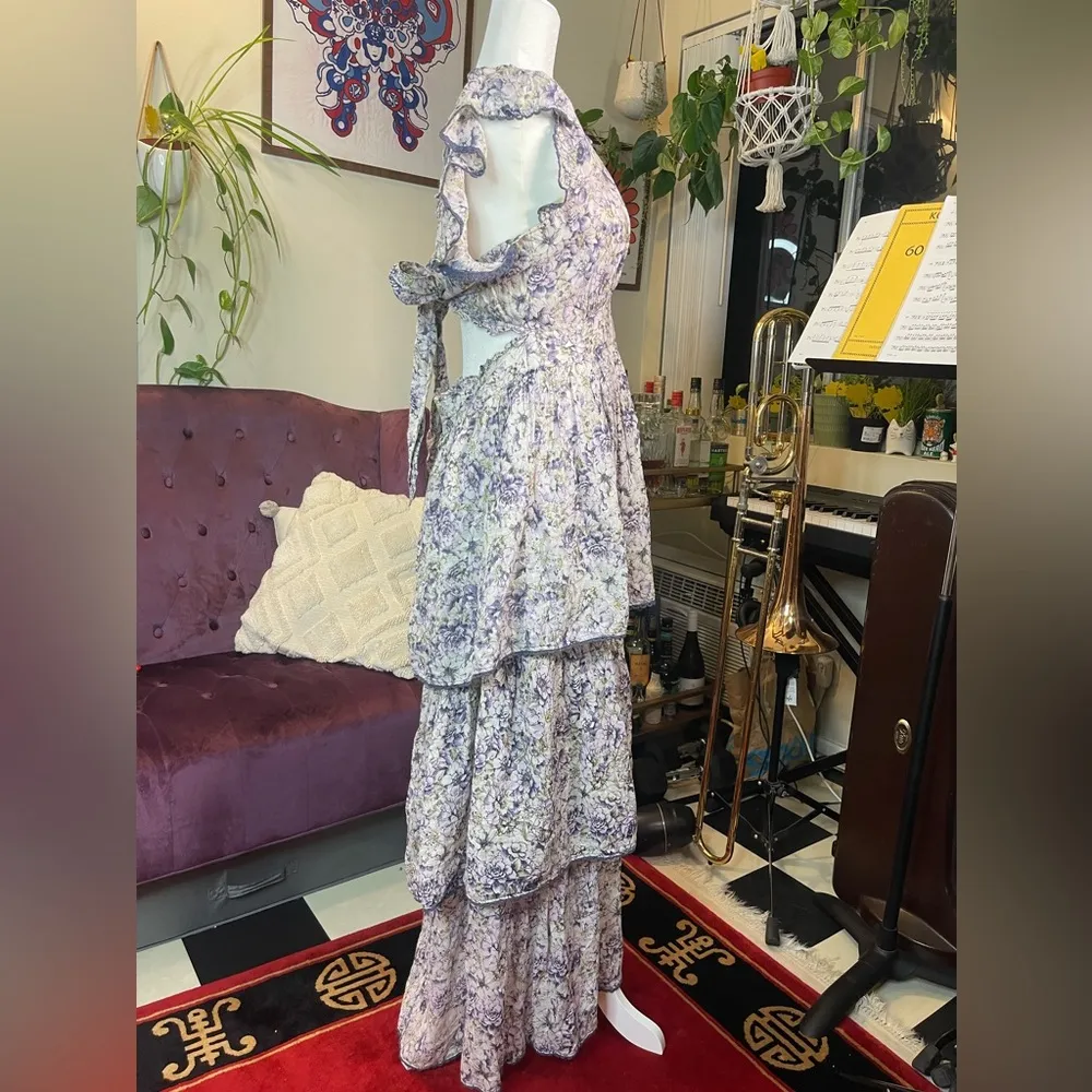 Happy X Nature Tiered Floral Dress Blue Size 12 - Image 5