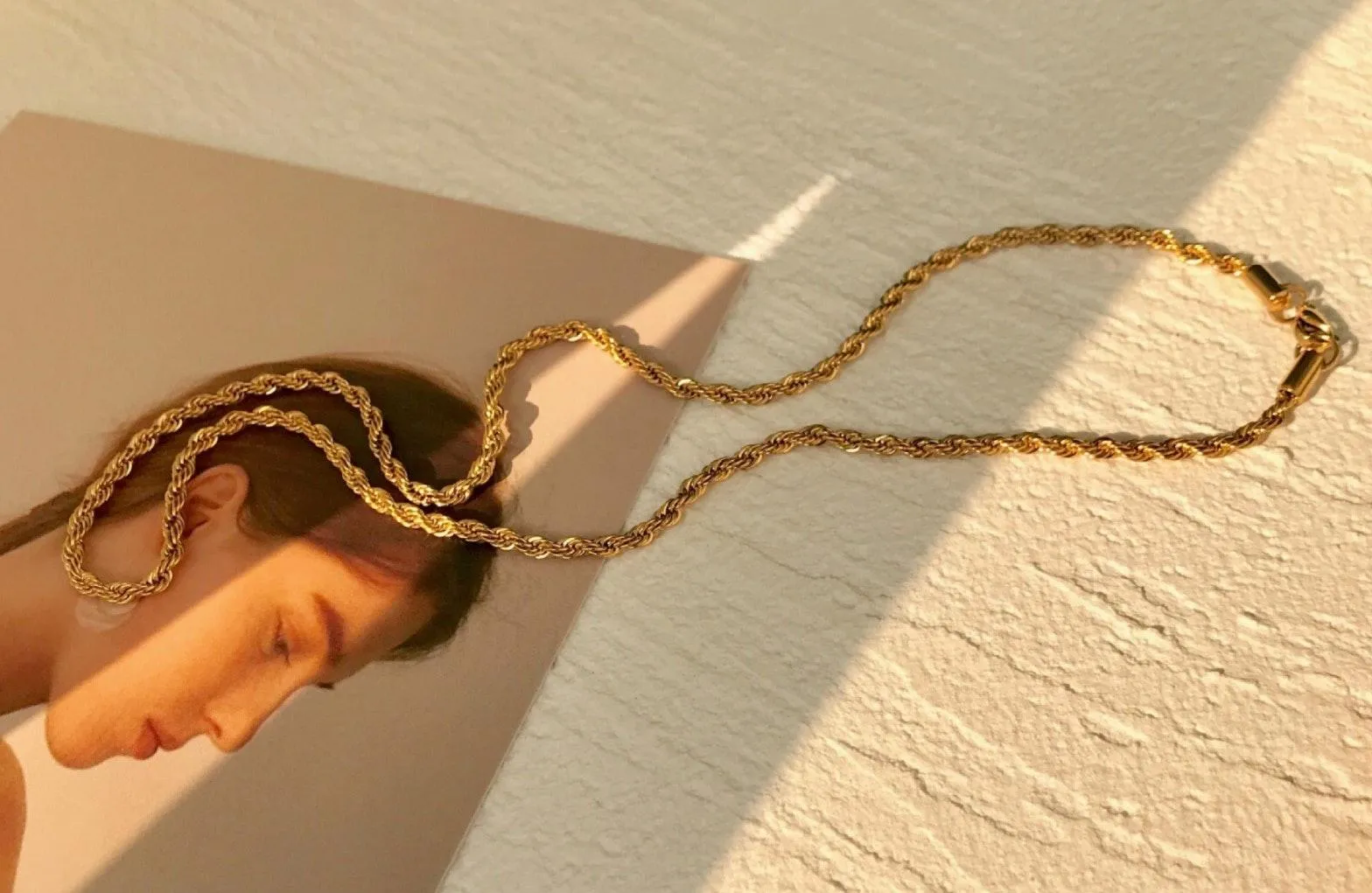 3mm Rope Chain Necklace Gold - Image 5