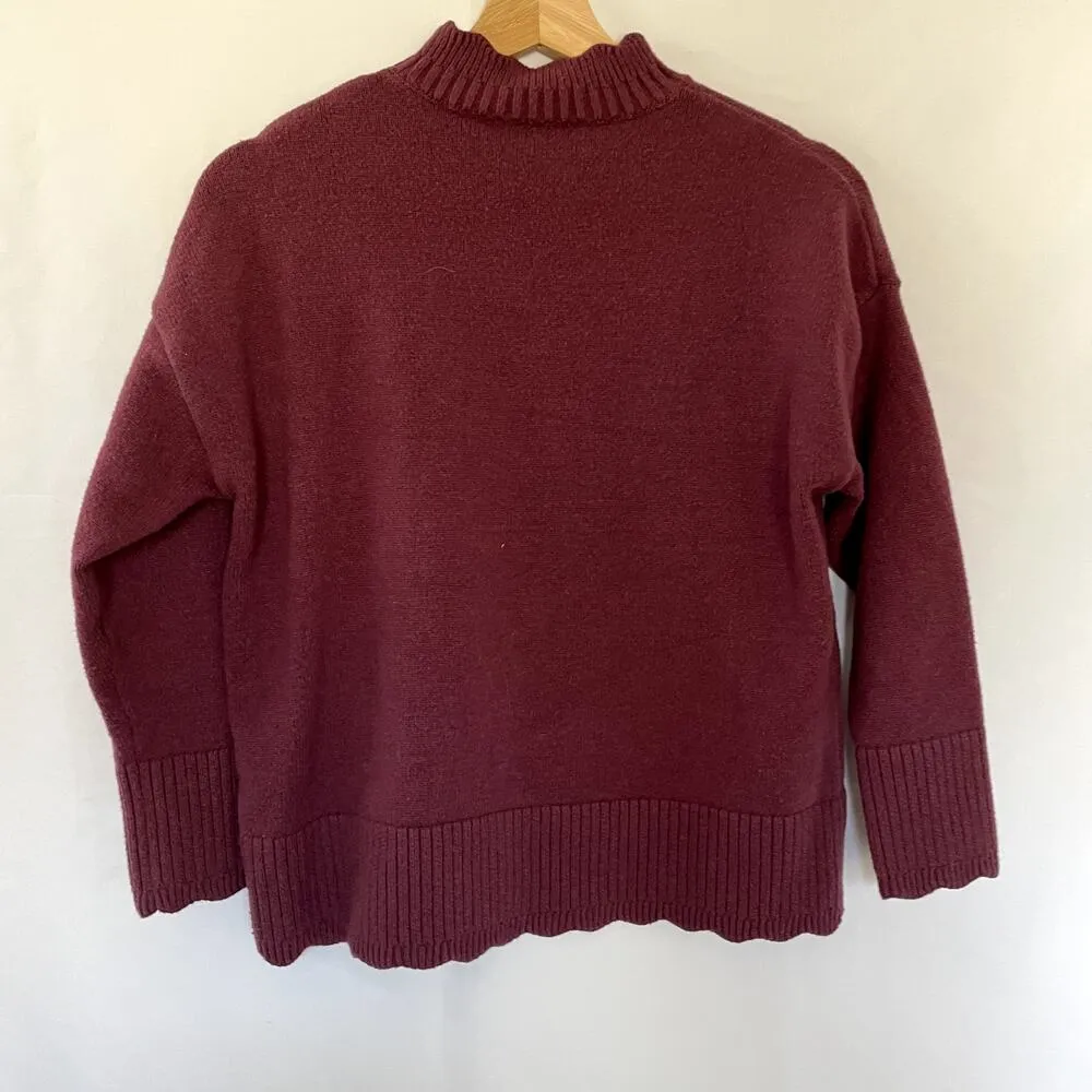 OASIS purple turtleneck sweater knit scalloped hem size XS top casual warm - Image 7