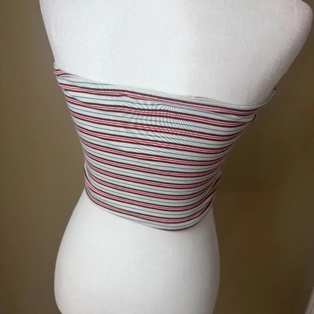 TOPSHOP Preppy Stripe Tube Top Strapless Crop Top Size 6 Soft Knit - Image 5