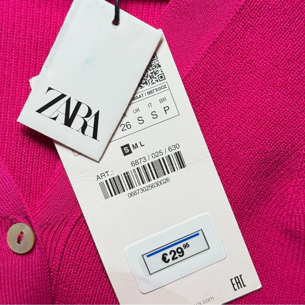 Zara Barbie Pink Seam Detail Knit Cropped Cardigan Fit Sweater - NWT - Small - Image 5