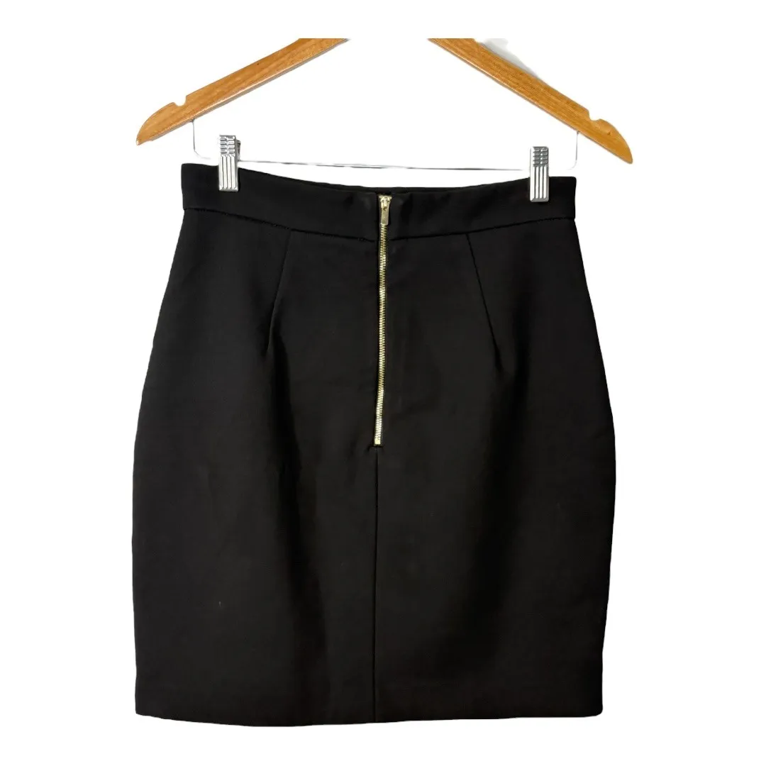 H&M Black‎ Pencil Skirt Gold Zipper Accents Career Wear Women Size Medium - Image 3