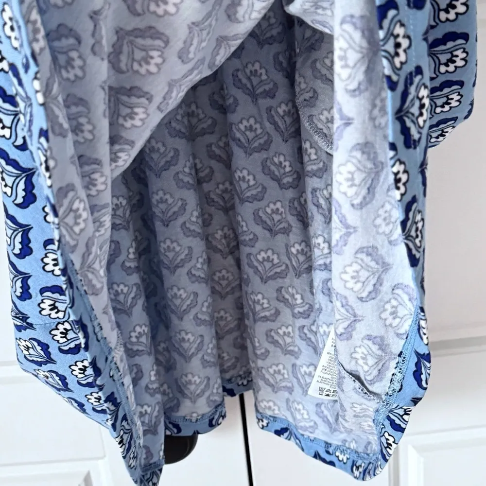 Boden Womens Floral Flutter Sleeve Jersey Dress 8R Dusty Blue Pockets Knee - Image 6