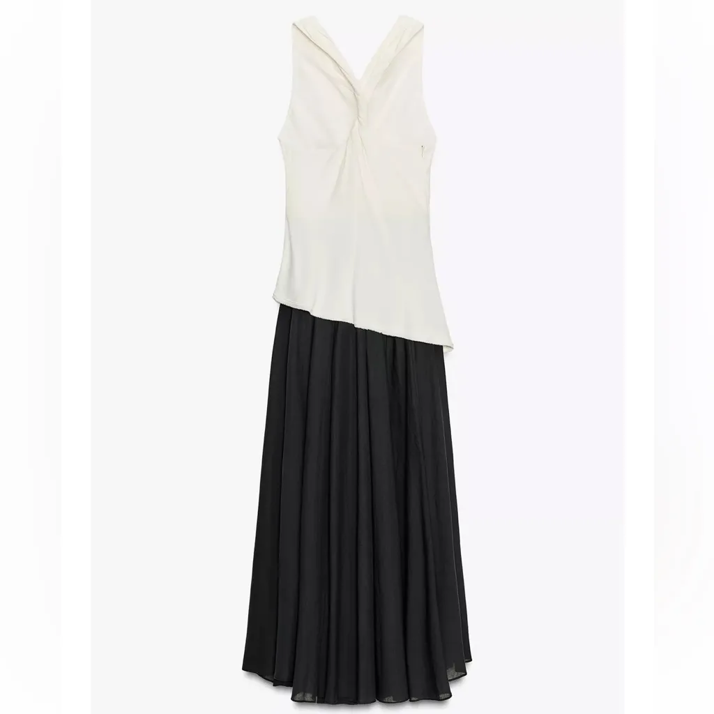 Zara NWT ZW collection combination black white flowy halter neck midi maxi dress - Image 10