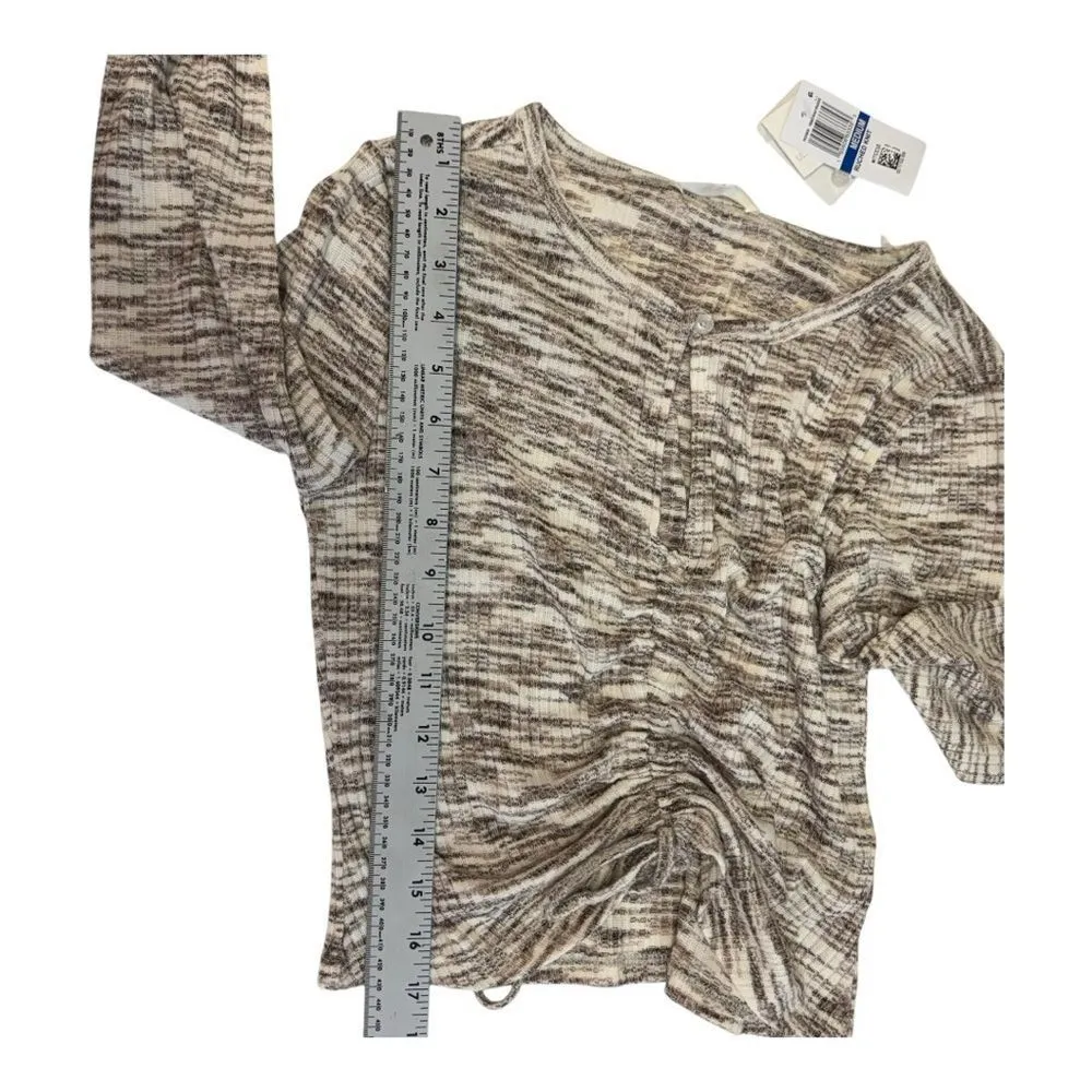 NWT Long Sleeve Keyhole Top with Drawstring Front, Neutral Tones, Casual - Image 7