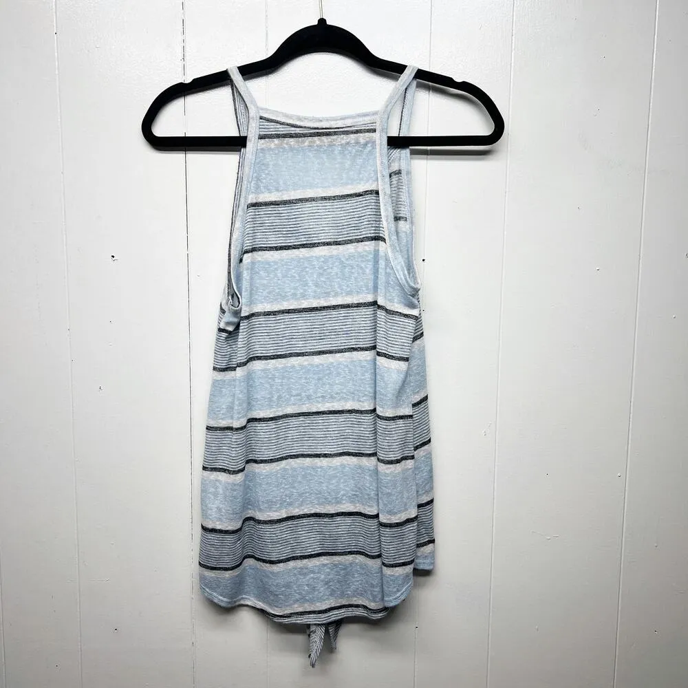 Haptics Striped Button Down Sleeveless Tie Front Top Size Small Flowy Fit Blue - Image 6