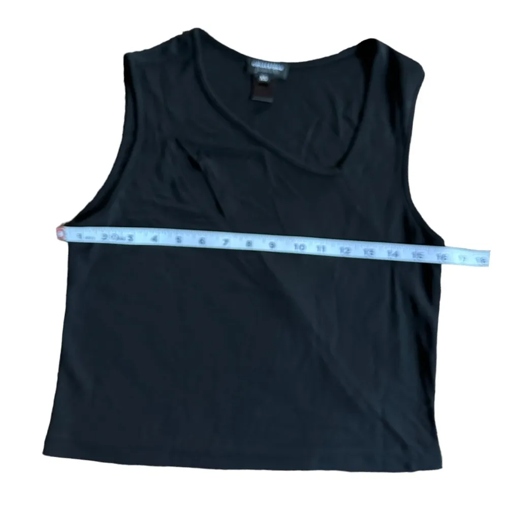 Julianna Collezione Black Minimalist Top with Slit Size XS - Image 4