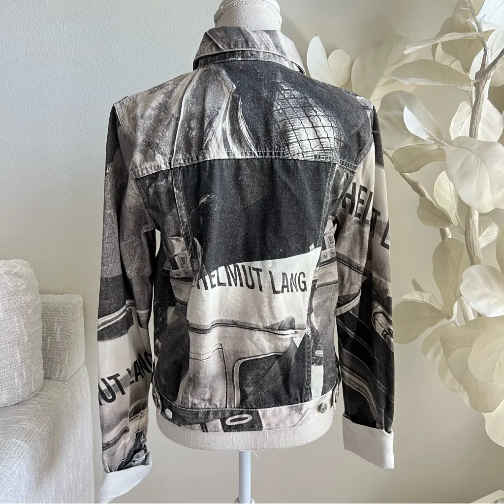 Helmut Lang Long Sleeve Textured Denim Trucker Jacket In Grey - Image 7