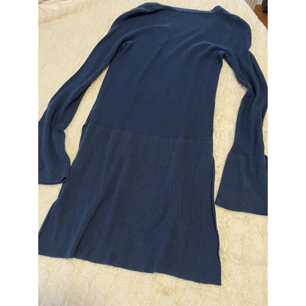 Free People Criss Cross Knit Bell Long Sleeve Tunic Sweater Size Small S Blue - Image 5