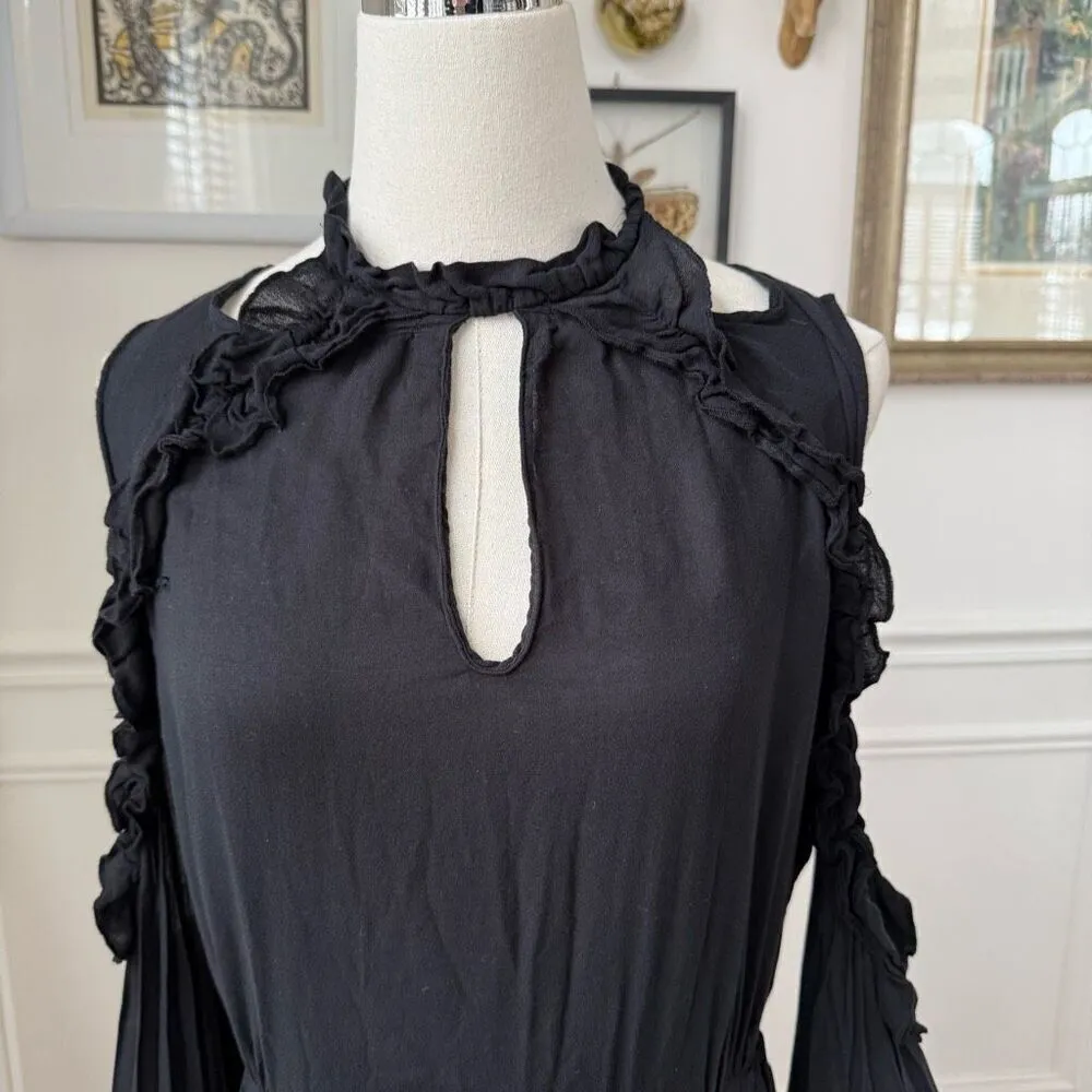 IRO Hanie Black Long Sleeve Cold Shoulder Open Back Dress $398 42 XL - Image 4