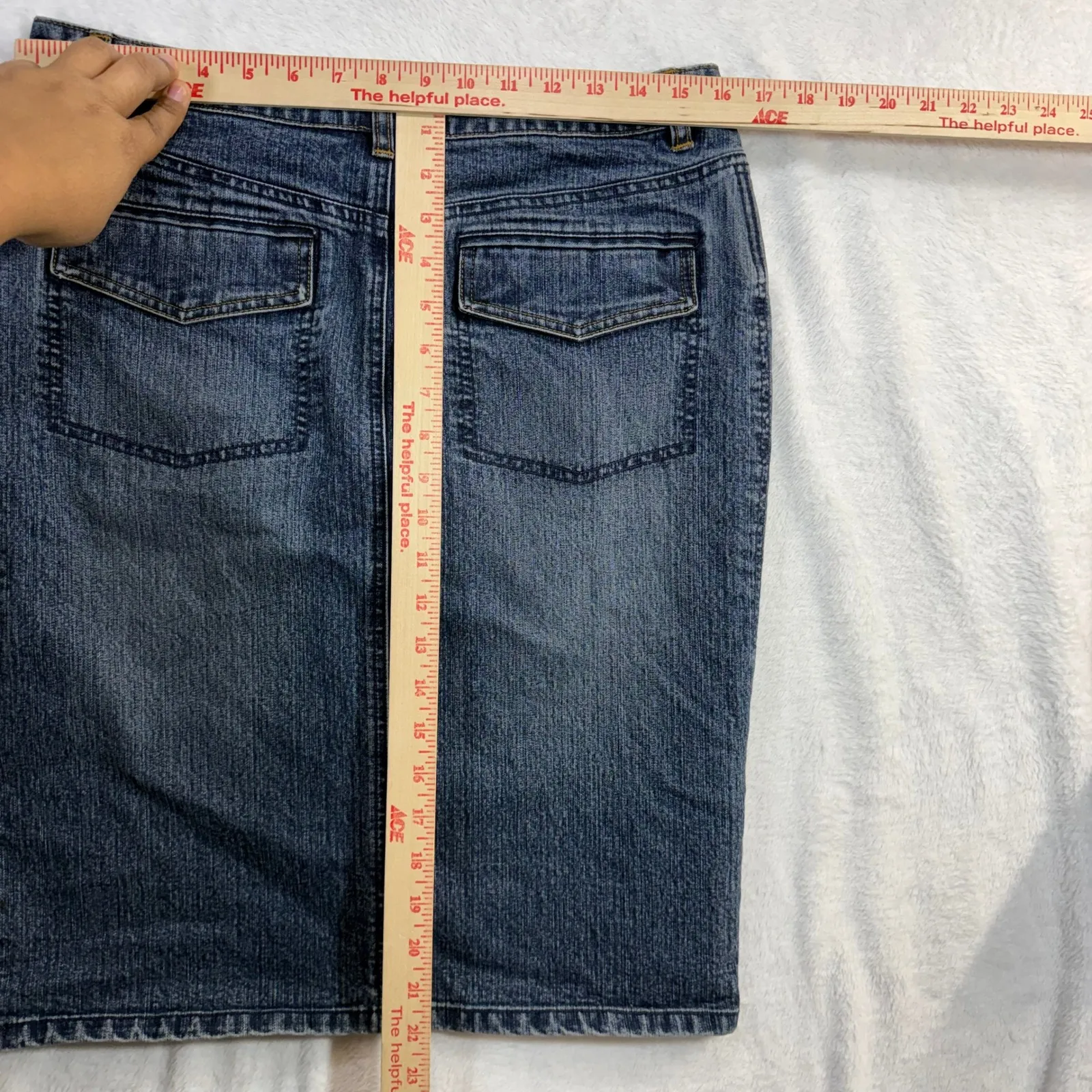 Y2K Mixit Stretch M Denim Pencil Skirt Blue Streetwear Indie Minimalist Utility - Image 7