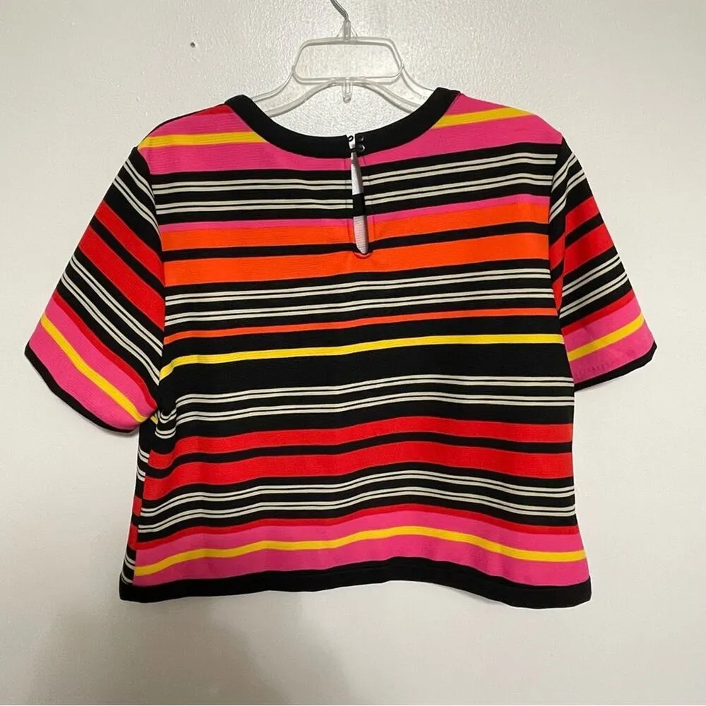NEW YORK & COMPANY 7TH AVENUE Vibrant Striped Faux Wrap Cropped Shirt Size XXL - Image 2