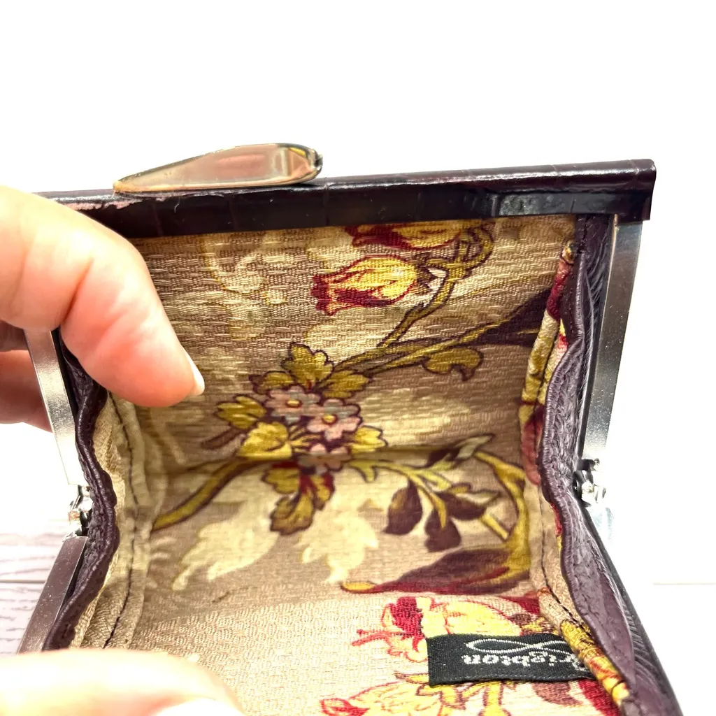 Brighton Dark Brown Crocodile-Embossed Wallet Coin Purse with Heart Vintage - Image 8