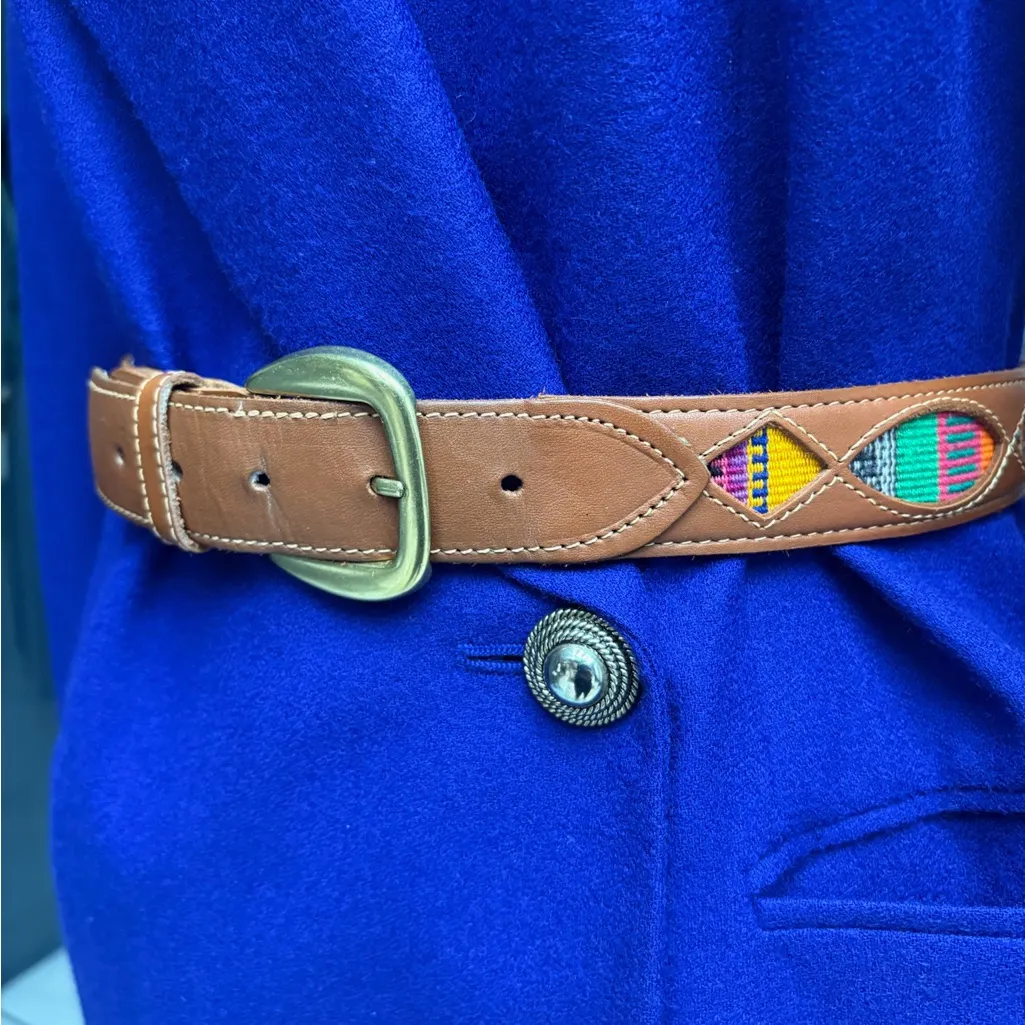 Genuine Leather Guatemala Woven Belt Boho Ethnic Size Large Boho Western Belt Brown - Image 11