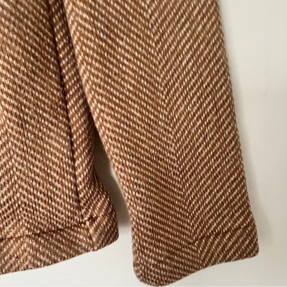 J. Crew Long-sleeve funnelneck pullover in camel herringbone size XXS EUC - Image 2