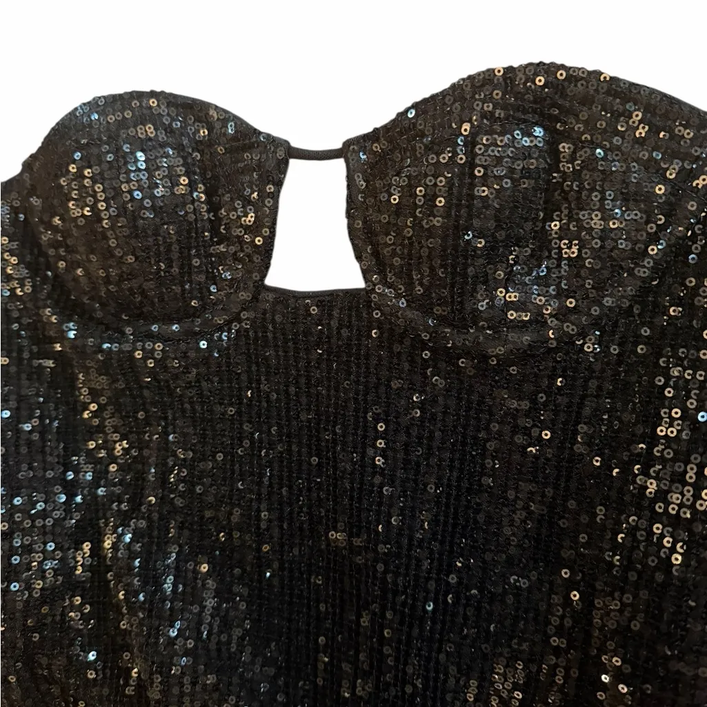 Camila Coelho Mackenzie Black  Sequin Corset Strapless Dress NYE Dress XS - Image 2