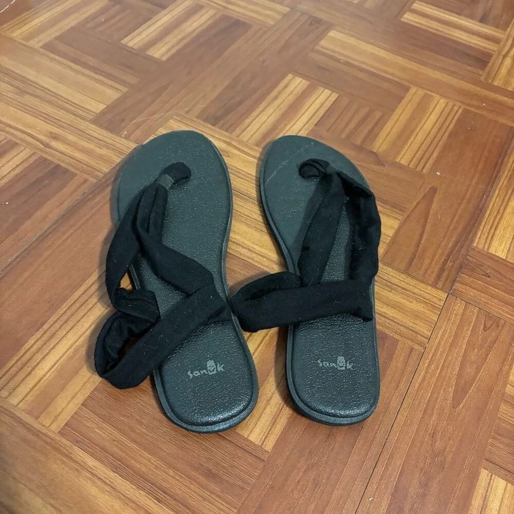Sanuk Black Triangle Womens Yoga Mat Sandal Slingback Shoes Flip Flop‎ Size 9 - Image 2