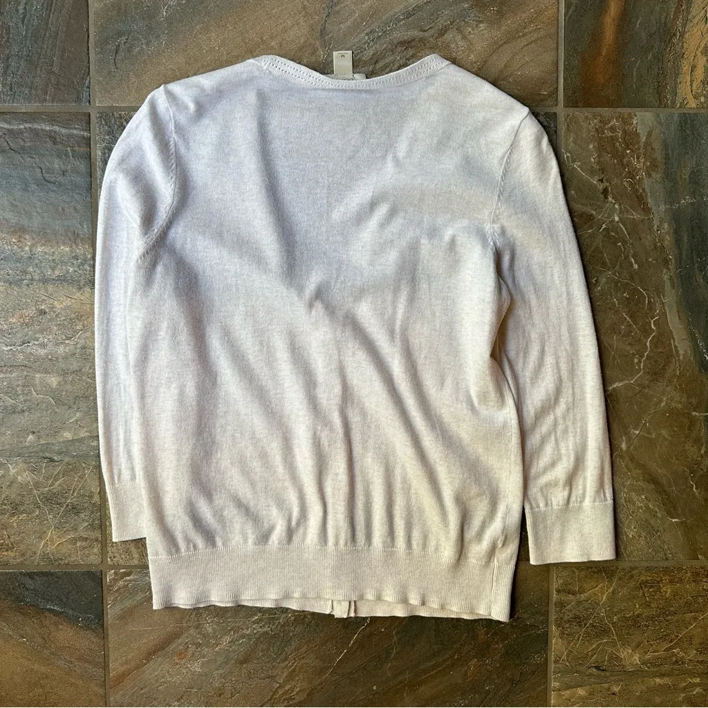 Loft Ann Taylor Button Front Cardigan Women's Size Medium Cream - Image 4