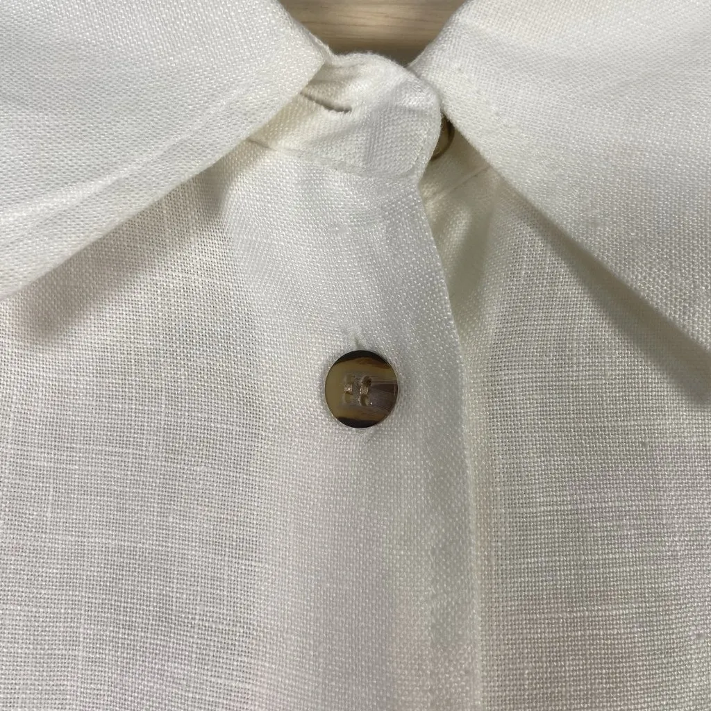 Elisabeth by‎ Liz Claiborne 100% Linen White Button Shirt Women’s 16 P Lagenlook - Image 3