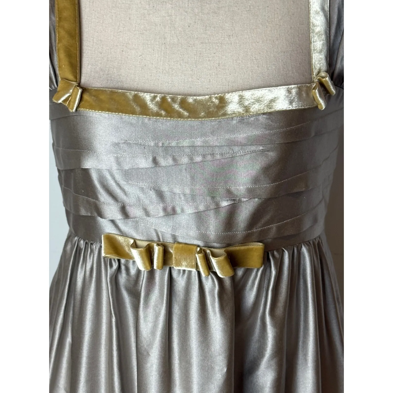 Yoana Baraschi Dress Women 4 Gray Gold Silk Embroidered‎ Cocktail Party Boho - Image 9