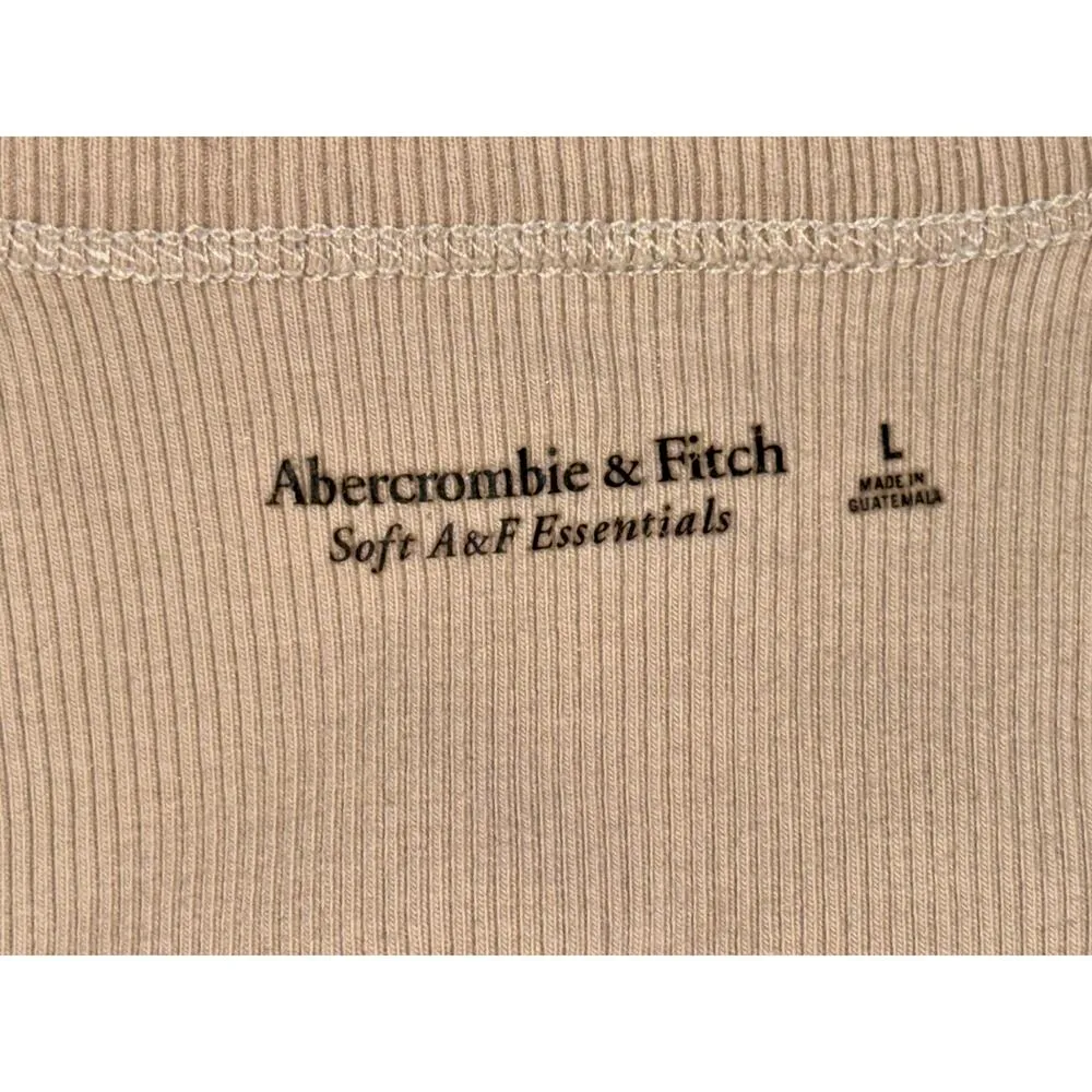 Abercrombie & Fitch Soft A&F Essentials Tan Ribbed Knit Cropped Tank Top Size M - Image 3
