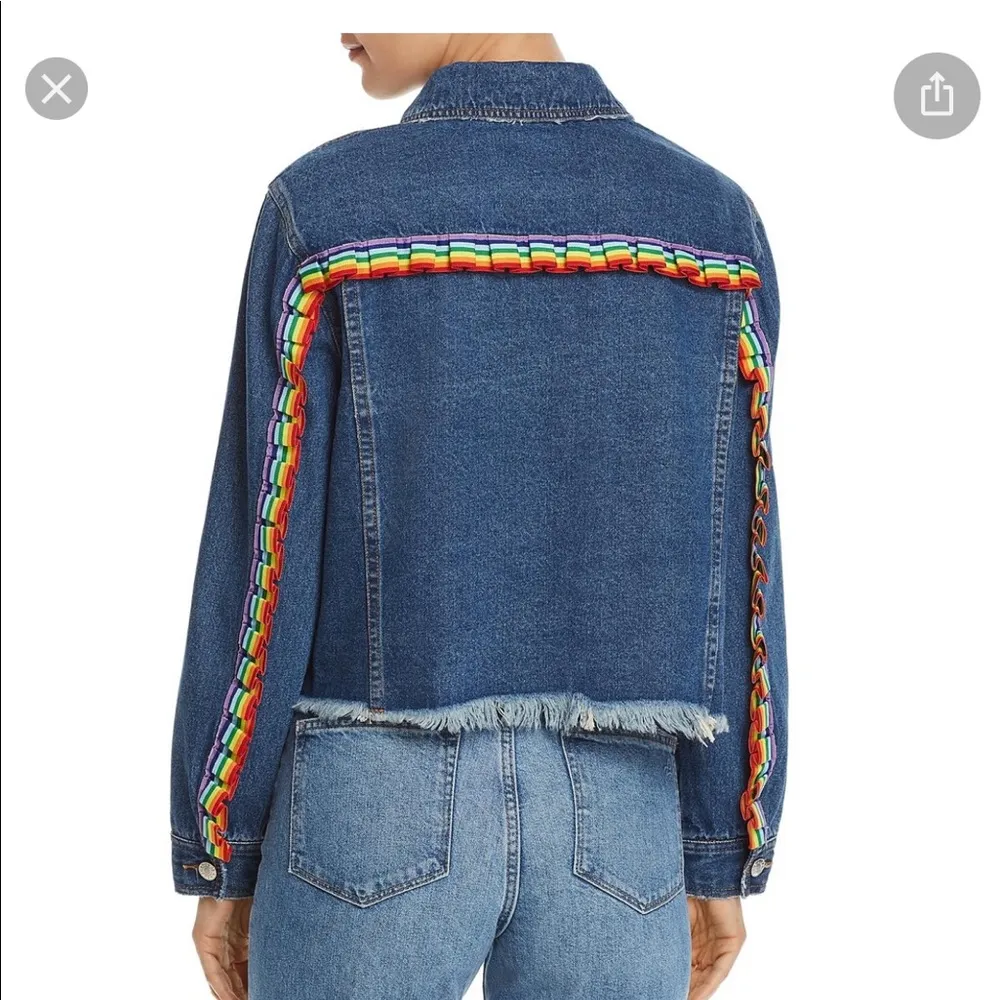 Sunset + Spring Rainbow Trim Denim Jacket Size XS - Image 2