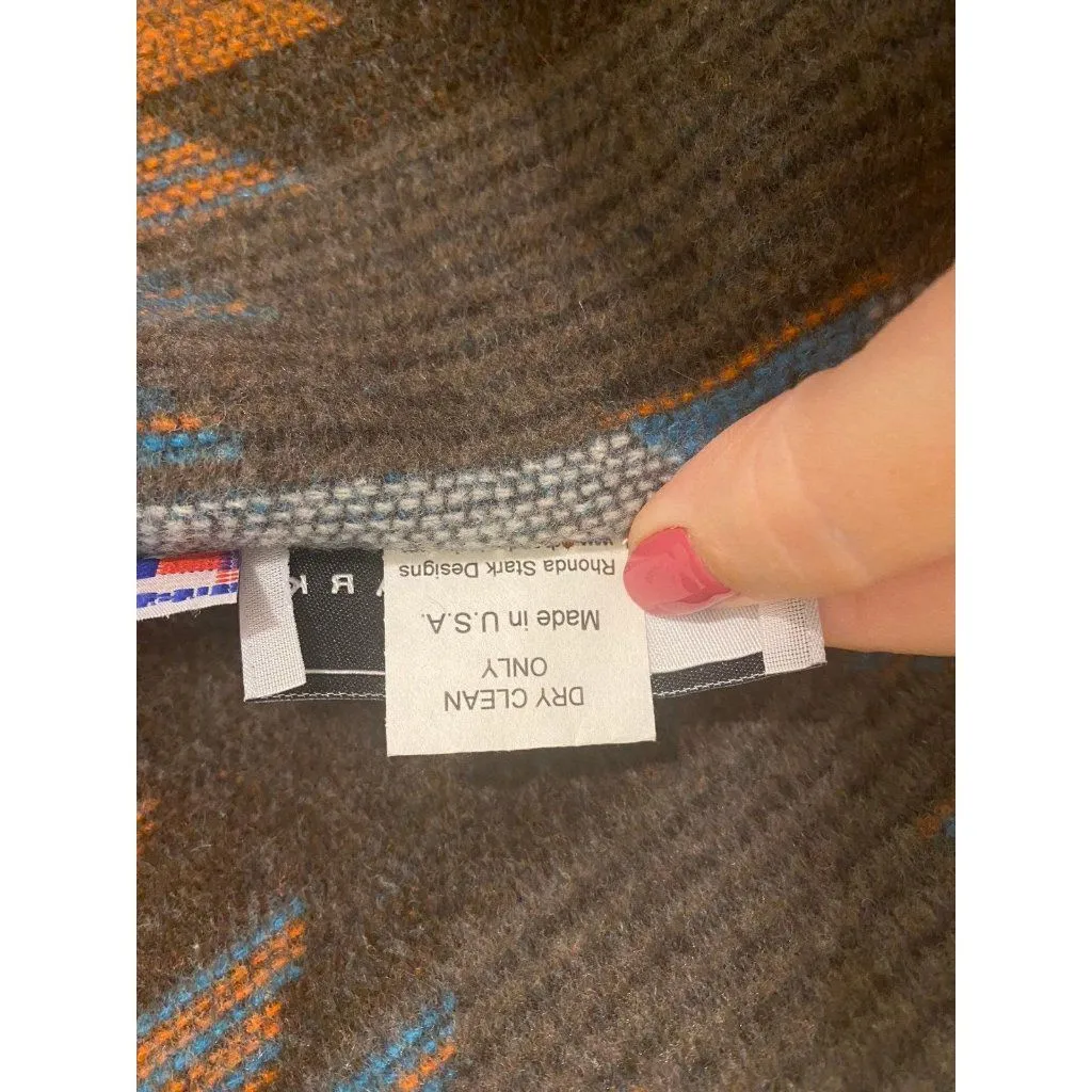 Rhonda Stark Wool Southwest Aztec Scarf 60" x‎ 8" Made in USA Brown - Image 6