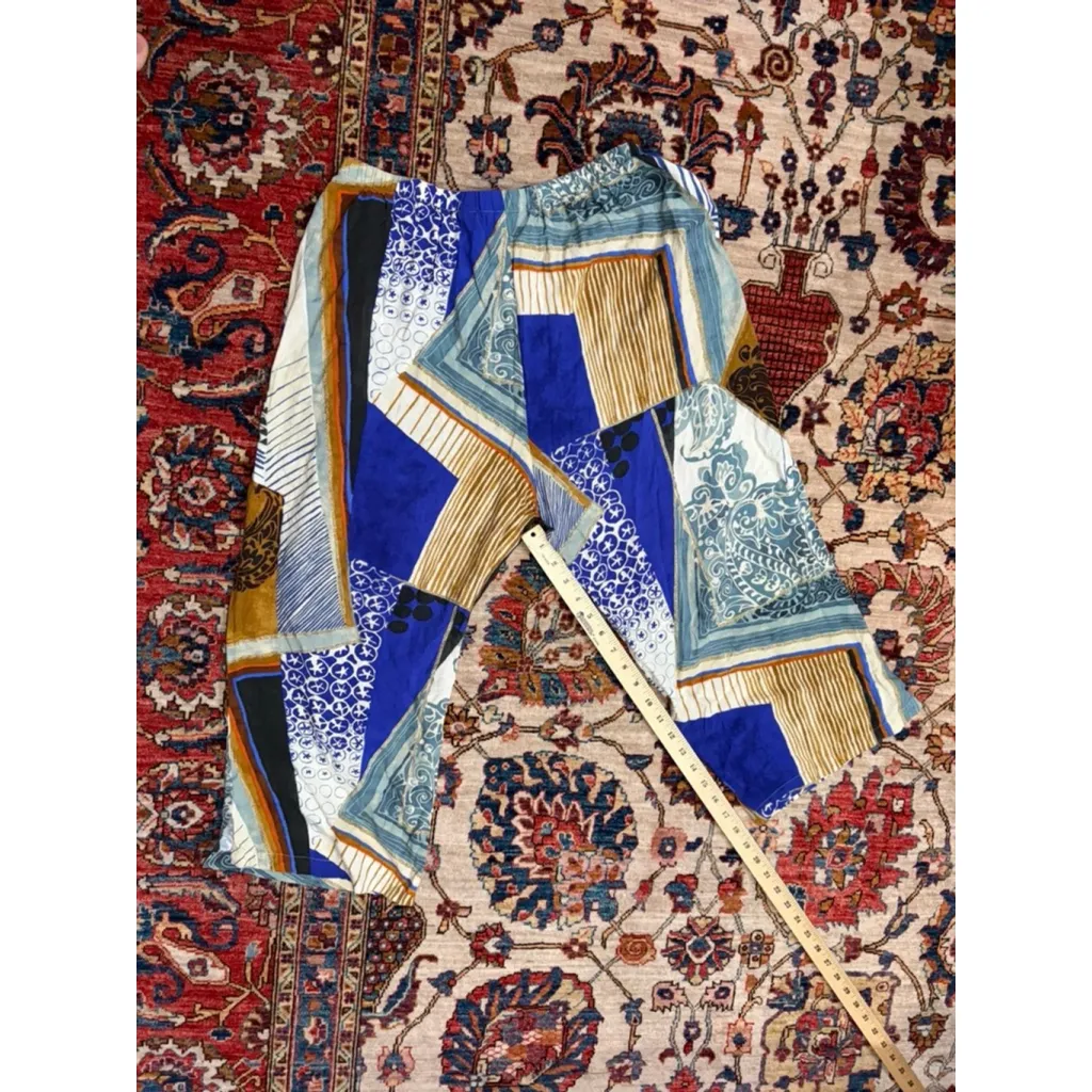 Jams World 50 Years Patchwork Abstract Print Pants Blue Multi Size Large - Image 10
