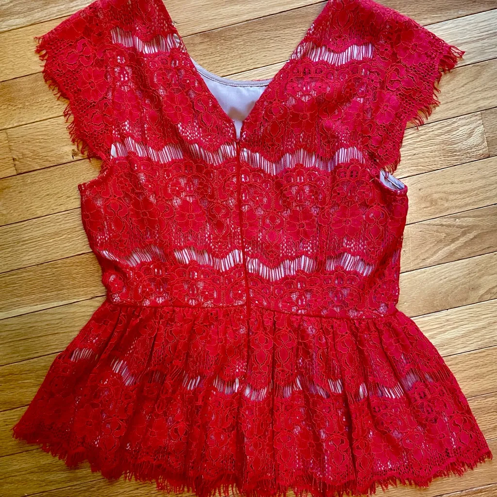 Maeve Red Floral Lace Blouse - Image 2