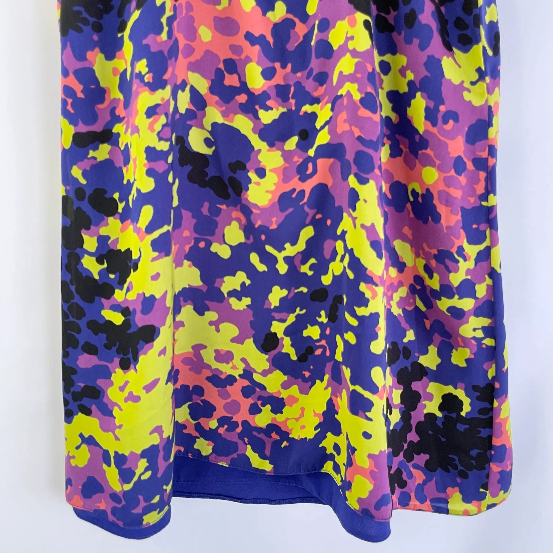 Colorful Abstract Print Strappy Slip Mini Dress Purple Yellow Size 2 - Image 11