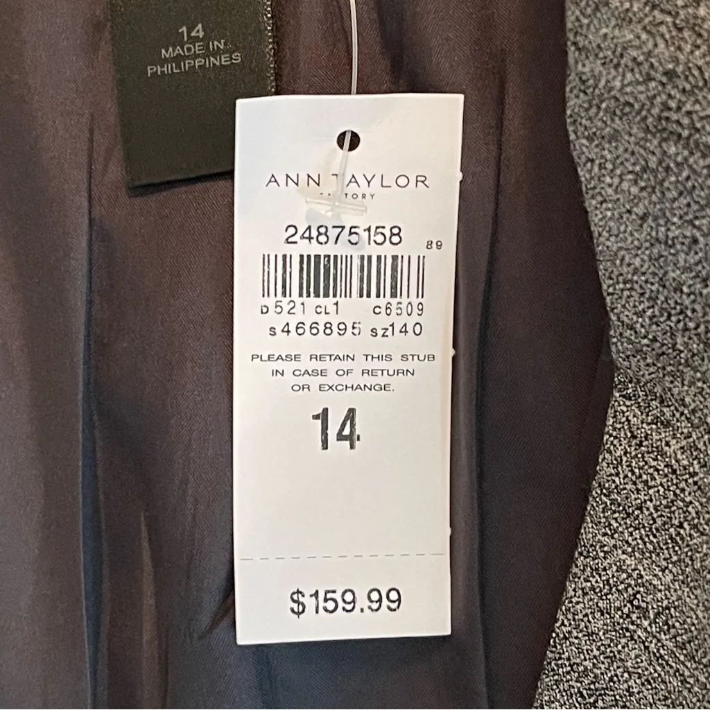 Ann Taylor Gray Long Sleeve Jacket Blazer NWT Size 14 - Image 10