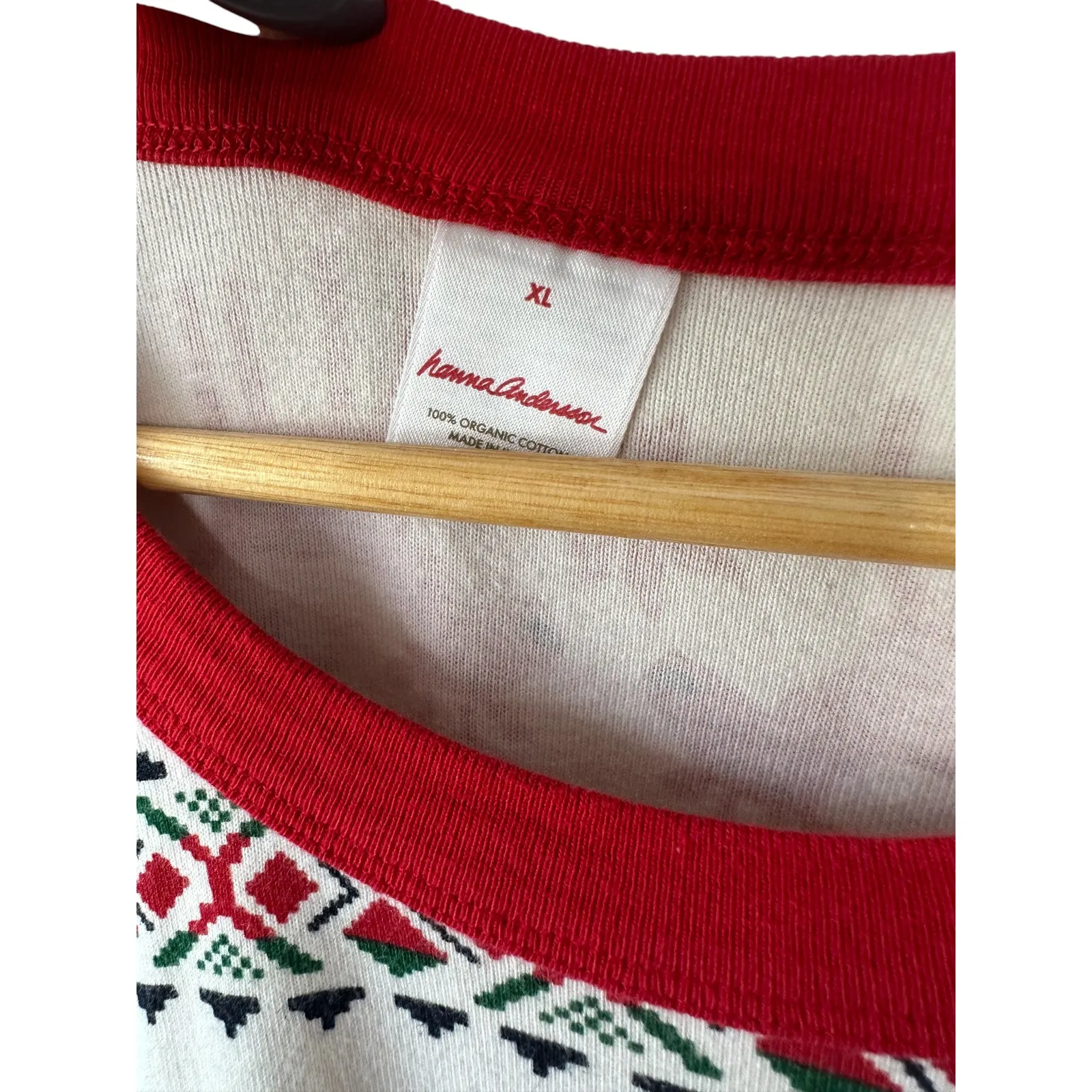 Hanna Andersson Red & White Holiday Christmas Reindeer Pajama Top XL - Image 2