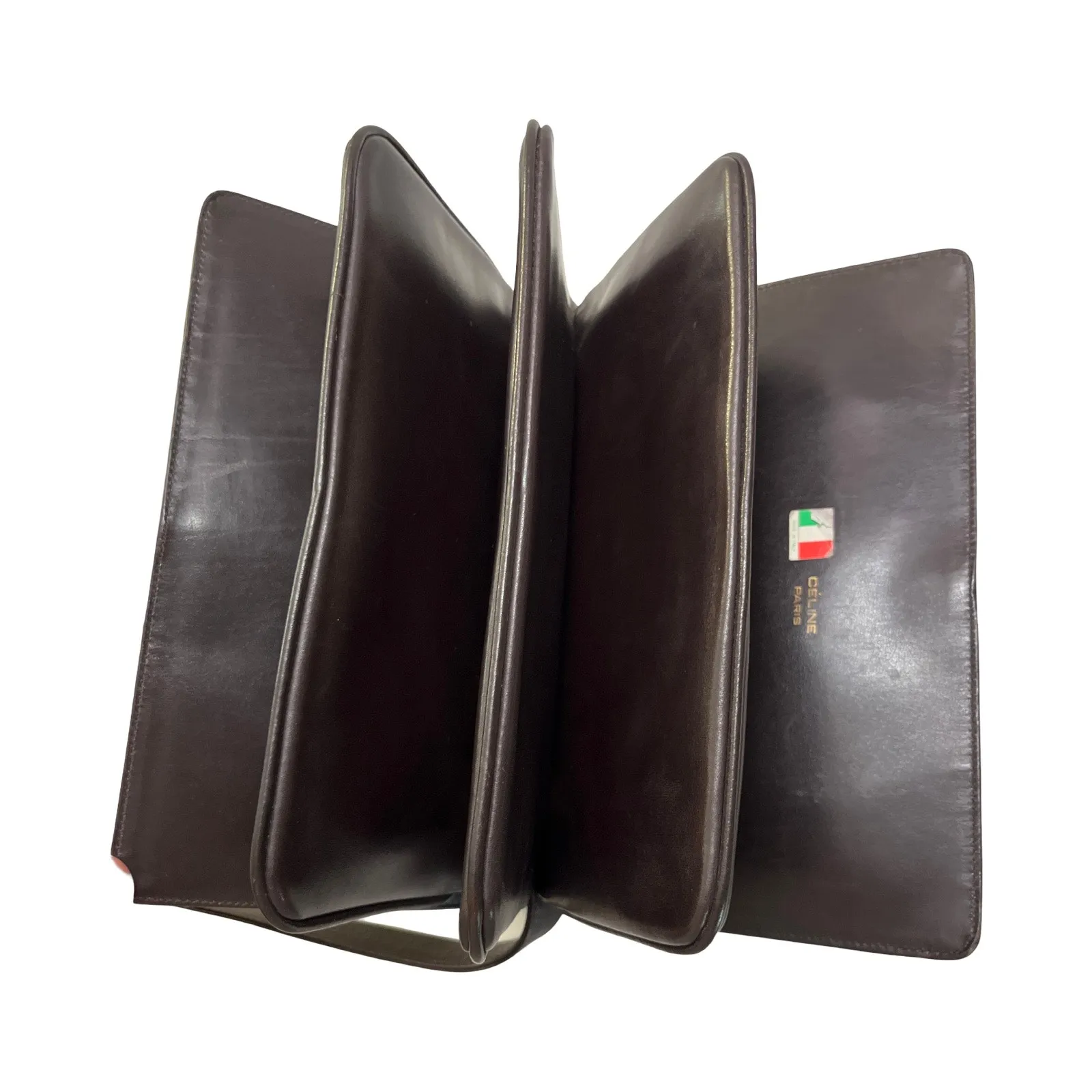 Vintage Céline Horsebit Logo Dark Brown Leather Shoulder Bag Made in Italy - Image 12