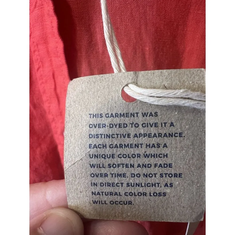 Faherty Laguna Linen Relaxed Shirt Poppy Red Coastal Beach Womens XS Oversized - Image 8