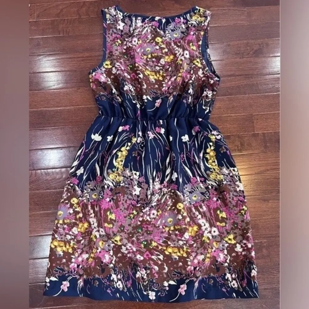 Moon Collection navy pink and white floral dress size small - Image 5