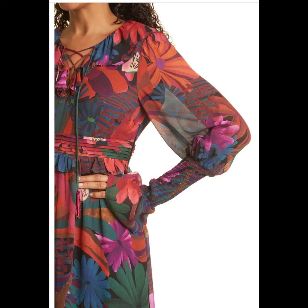 Farm Rio Bird Flowers Long Sleeve Dress - Image 4