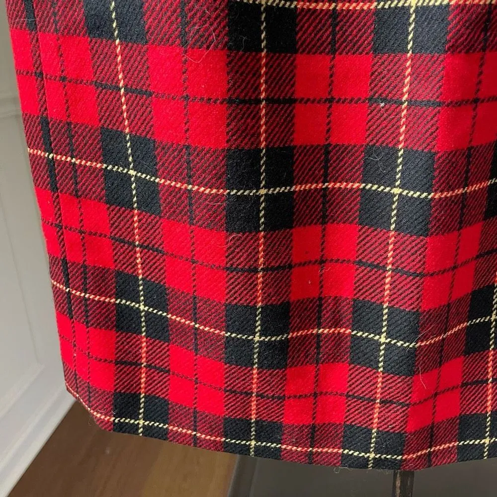 Wallace Tartan Plaid Wool Pencil Skirt 4 6 S - Image 3