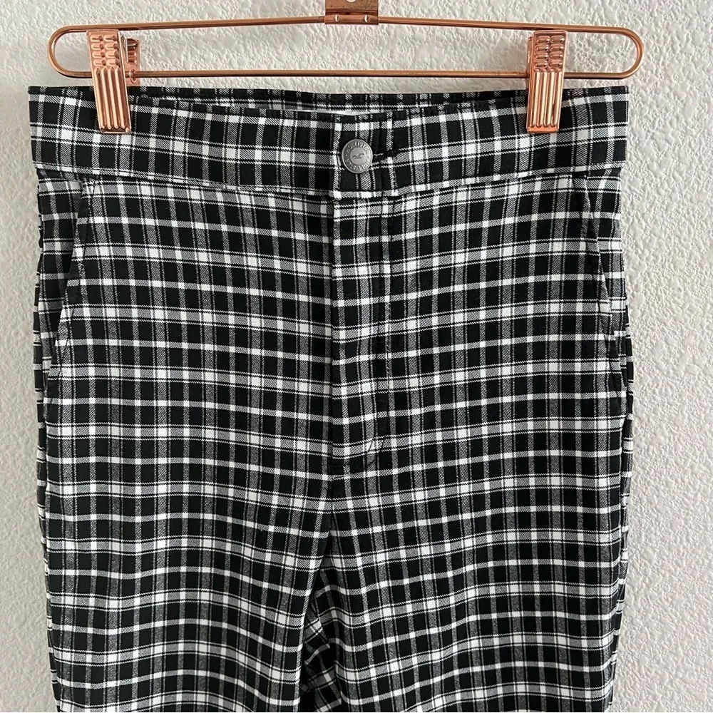 Hollister Ultra High Rise Advanced Stretch Glen Plaid Pants Elastic Waist XS - Image 4