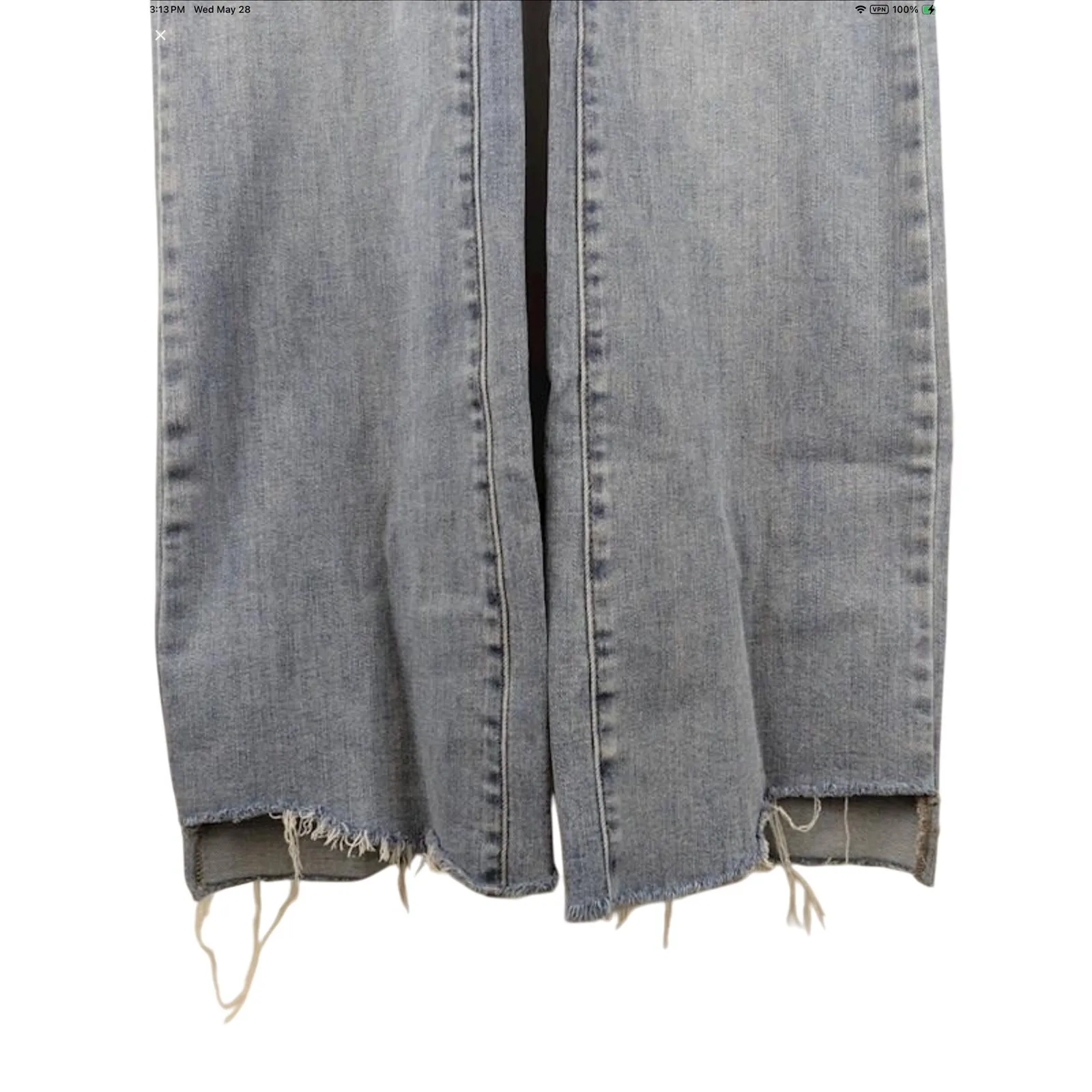 Judy Blue Women's Jeans Size‎ 11/30 Raw Hem Med. Wash Distressed Straight Denim - Image 4