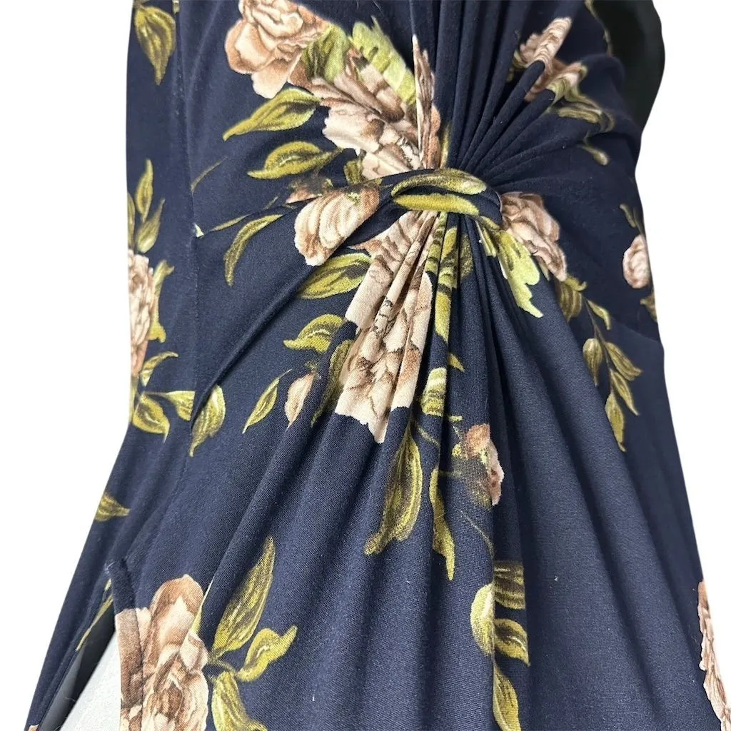 Nine Britton Women's XL Blue Floral Abigail Brushed Knit Fitted Midi Dress - Image 4